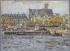 Le quai de l'Hôtel-de-Ville et l'église Saint-Gervais-Saint-Protais by Frédéric Anatole Houbron