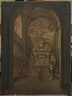 Le tombeau de Jacopo Sannazzaro dans l'église de Santa Maria del Parto, Naples by Louis Nicolas Lemasle