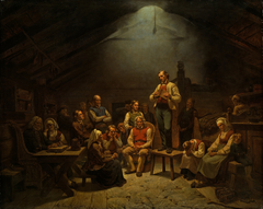 Low Church Devotion (1852) by Adolph Tidemand