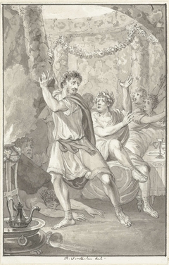 Lucius Aemilius Sejanus redt het leven van Tiberius by Reinier Vinkeles