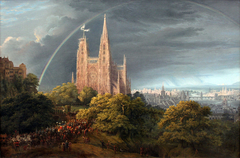 Medieval City on a River by Karl Friedrich Schinkel