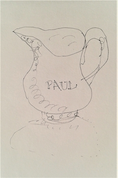 Milk jug at Paul's coffee shop; pen and ink by GMwriting