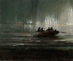 Northern Lights over Four Men in a Rowboat by Peder Balke