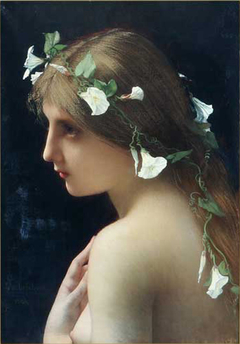 Nymph with Morning Glory Flowers by Jules Lefebvre