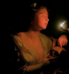 Penitent Magdalene with a Skull by Godfried Schalcken