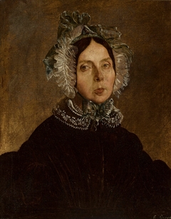 Portrait of a woman in a lace bonnet. by Feliks Pęczarski