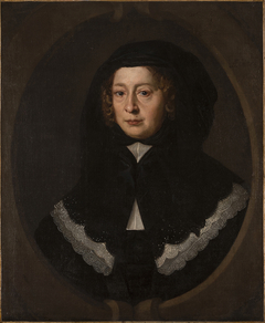 Portrait of a woman with a black hood by Mary Beale