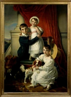 Portret van de kinderen Van Romondt by Cornelis Kruseman