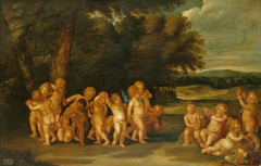 Putti Dancing in a Landscape by Pieter van Avont