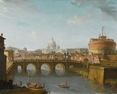 Rome, A View of the Tiber with the Castel Sant'angelo and Saint Peter's Basilica by Antonio Joli