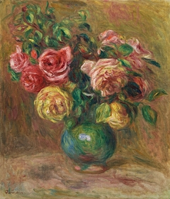 Roses dans un vase vert by Auguste Renoir