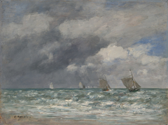 Sailboats near Trouville by Eugène Louis Boudin