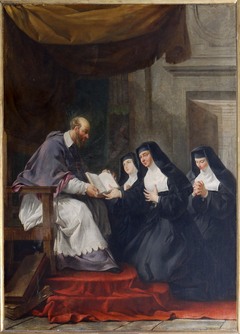 Saint Francis de Sales giving Saint Jeanne de Chantal the rule of the order of the Visitation by Nöel Hallé