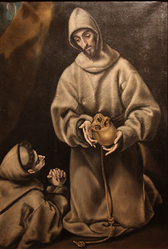 Saint François d'Assise et frère Léon méditant sur la mort by Anonymous