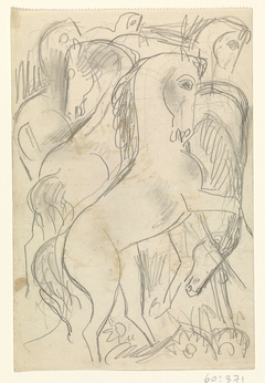 Schetsblad met studies van paarden by Leo Gestel