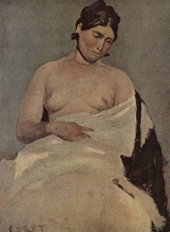 Seated Woman With Bare Bosom by Jean-Baptiste-Camille Corot