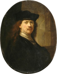 Self-portrait with architectural elements in the background by Rembrandt