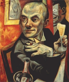 Self-portrait with Champagne Glass by Max Beckmann