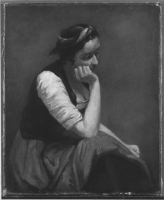 Sinnendes Mädchen (Umkreis) by Jean-Baptiste-Camille Corot