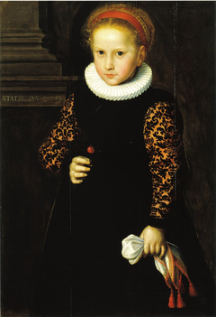 Six-year-old Girl holding a Cherry by Jan Claesz