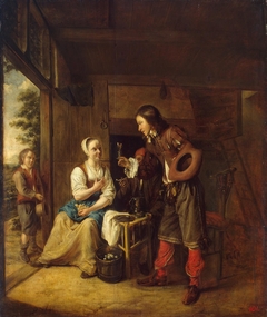 Soldier Offering a Woman a Glass of Wine by Pieter de Hooch