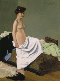 Standing Nude Holding Gown on Her Knee by Félix Vallotton