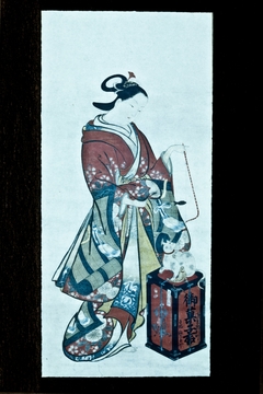 Standing Prostitute Playing with Cat and Kitten by Okumura Masanobu