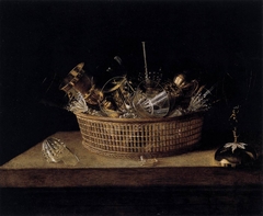 Still-Life of Glasses in a Basket by Sebastian Stoskopff