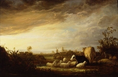 Sunset near Dordrecht by Aelbert Cuyp