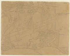 Symbolische voorstelling met een vrouw, tulpen en sterren by Jan Toorop