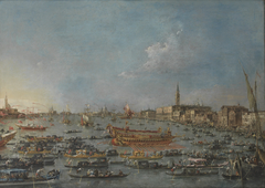 The Bucintoro Festival of Venice. The Bacino di S. Marco with the "Bucintoro", the Doge's State Barge, on Ascension Day by Francesco Guardi