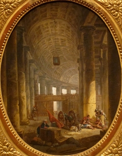 The Colonnade of Saint Peter’s, Rome, during the Conclave by Hubert Robert