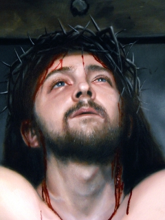 The Crucifixion (detail of face) by Eric Armusik