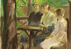 The Daughters of the Artist in the Garden by Fritz von Uhde