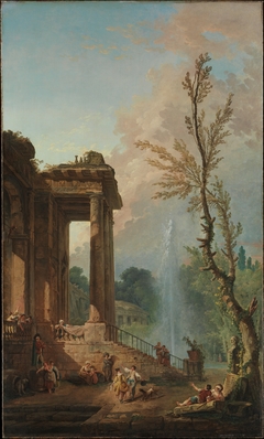 The Portico of a Country Mansion by Hubert Robert