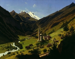 The village Heiligenblut Grossglockner in the background by Hubert Sattler