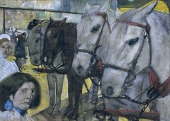 Trampaarden op de Dam te Amsterdam by George Hendrik Breitner