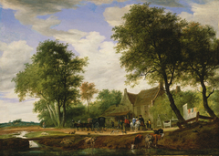 Travellers before the Inn to the White Swan by Salomon van Ruysdael