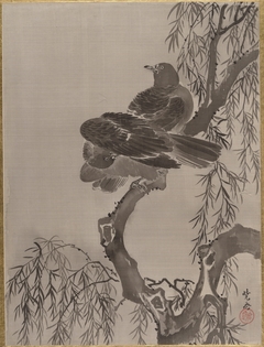 Two Birds on a Branch by Kawanabe Kyōsai