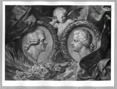 two reliefs: the heads of Haydn and Mozart by Friedrich August von Kaulbach