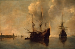 Two Ships at Anchor by Andries van Eertvelt