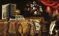 Vanitas-Still Life with Violin, Score, Flower Vase and a Skull by Pierfrancesco Cittadini