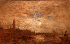 Venise, grand canal au clair de lune by Félix Ziem