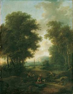 Waldlandschaft mit Bildstock by Christian Hilfgott Brand