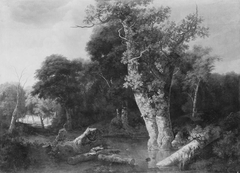 Waldlandschaft mit Jäger by Jan Looten