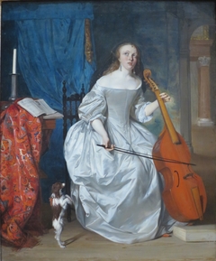 Woman Playing the Viola da Gamba by Gabriël Metsu