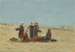 Women on the Beach at Berck by Eugène Boudin