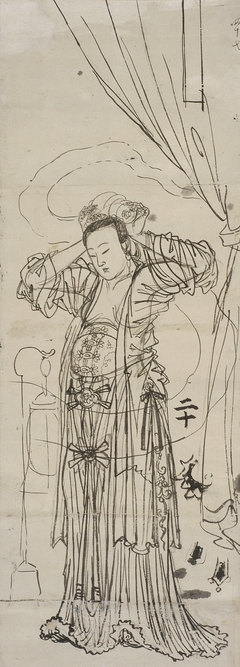 Yang Guifei Adjusting her Hair by Kawanabe Kyōsai