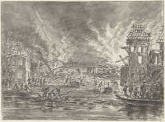 Zware brand bij de Raampoort te Amsterdam aan de lijnbaan Het Speeljagt, 1761 by Simon Fokke