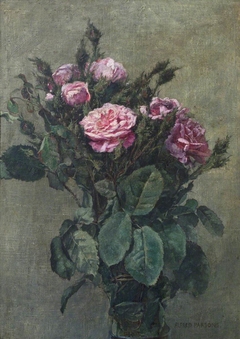 A Bunch of London Market Garden Moss Roses by Alfred Parsons